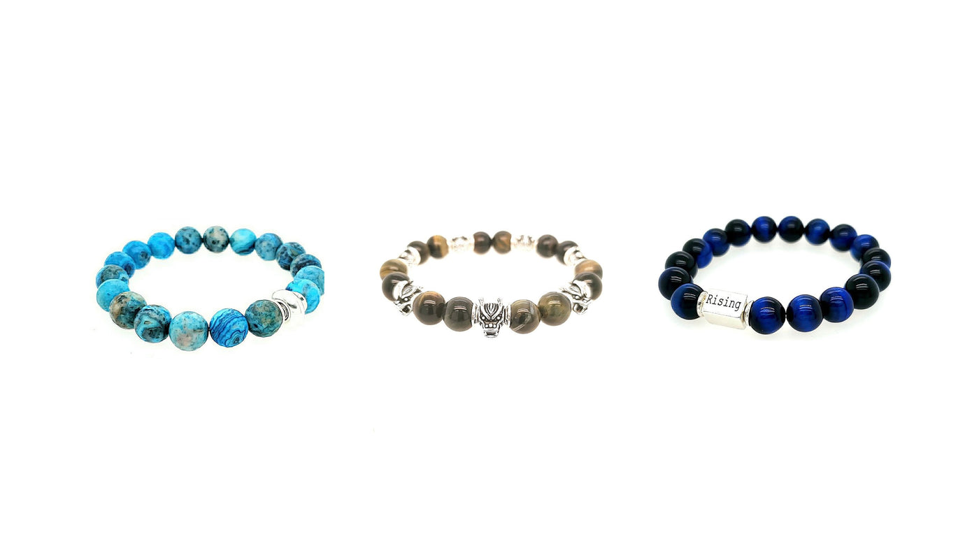 Set of 3 beaded bracelets for men