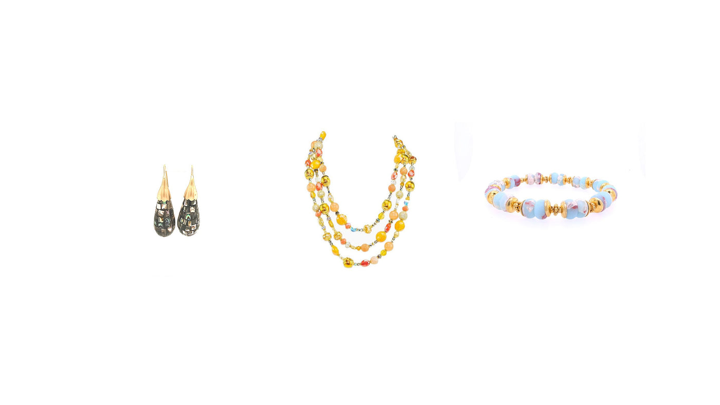 Set of earrings, bracelet and necklace from Mon-Sai Limited Collection